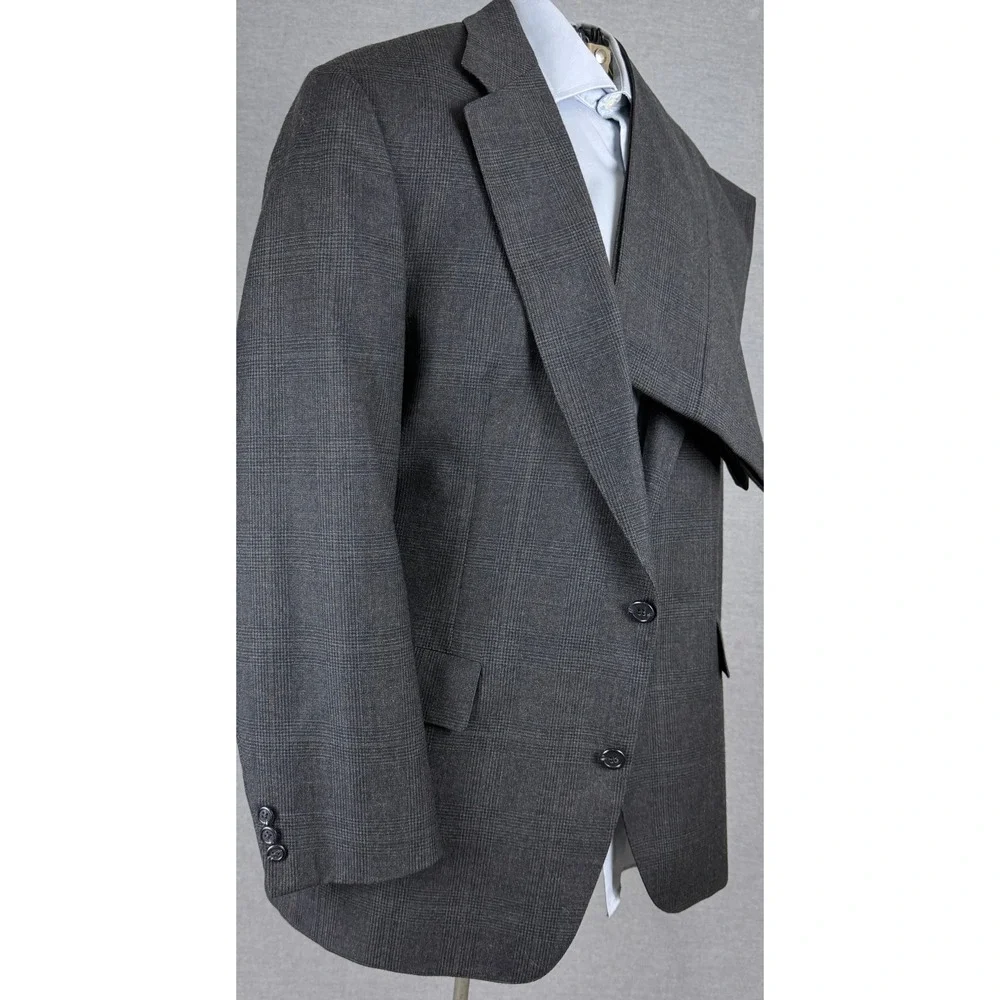 Brooks Brothers Mens 2 Piece Suit 40R 33x30.5 Grey Glen Plaid Pure Wool USA Made